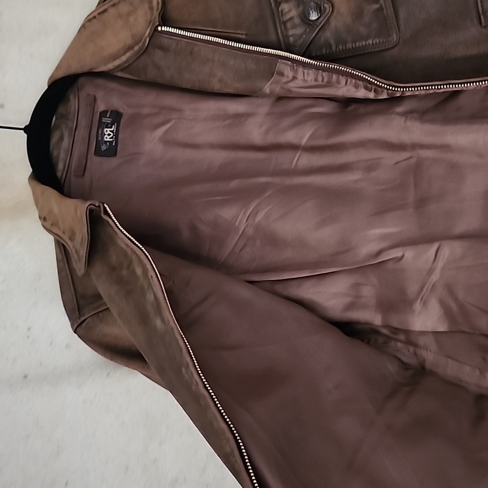 Double RL womens distressed brown leather jacket - Picture 8 of 9